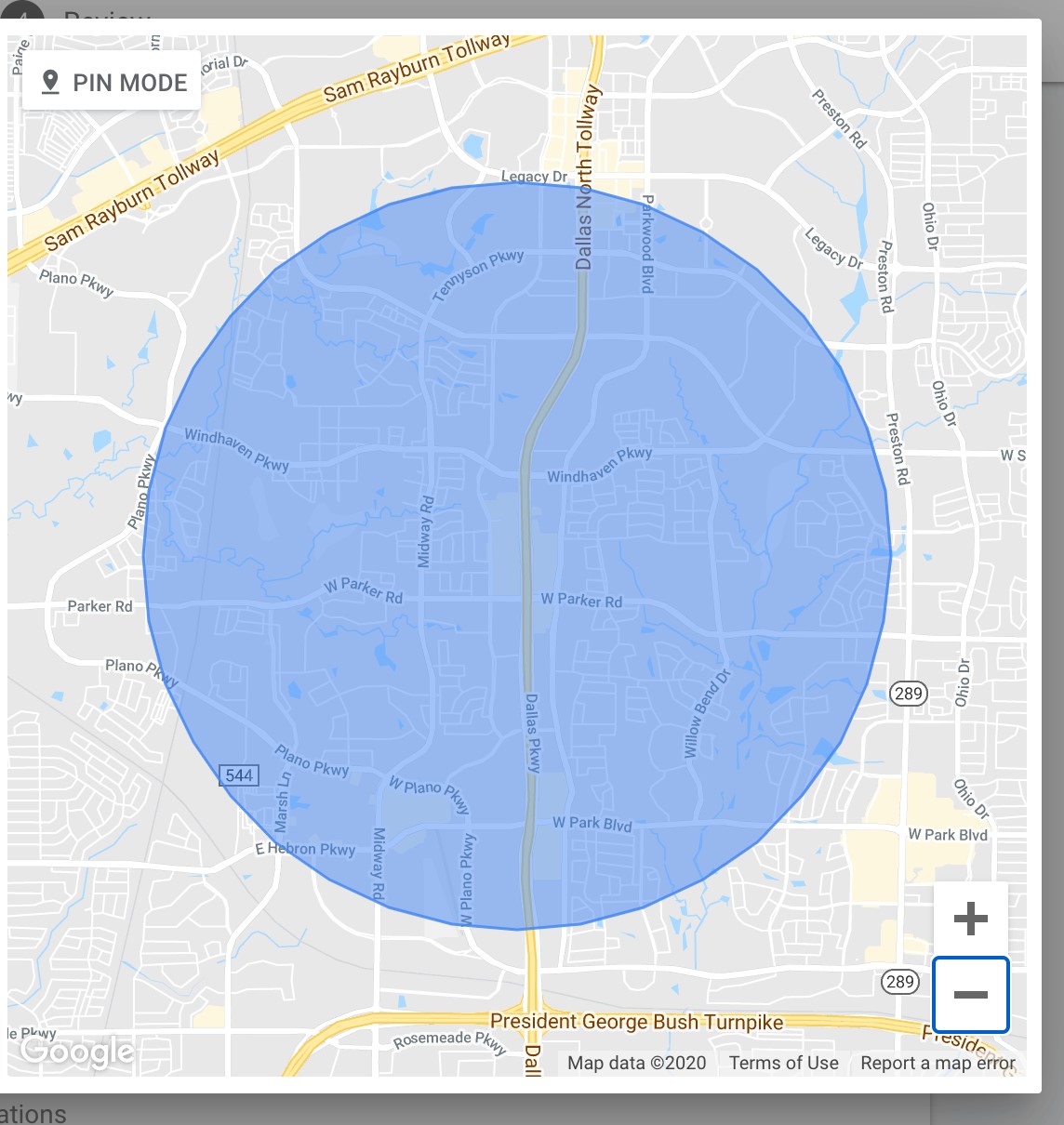 Radius of a location in Google Ads